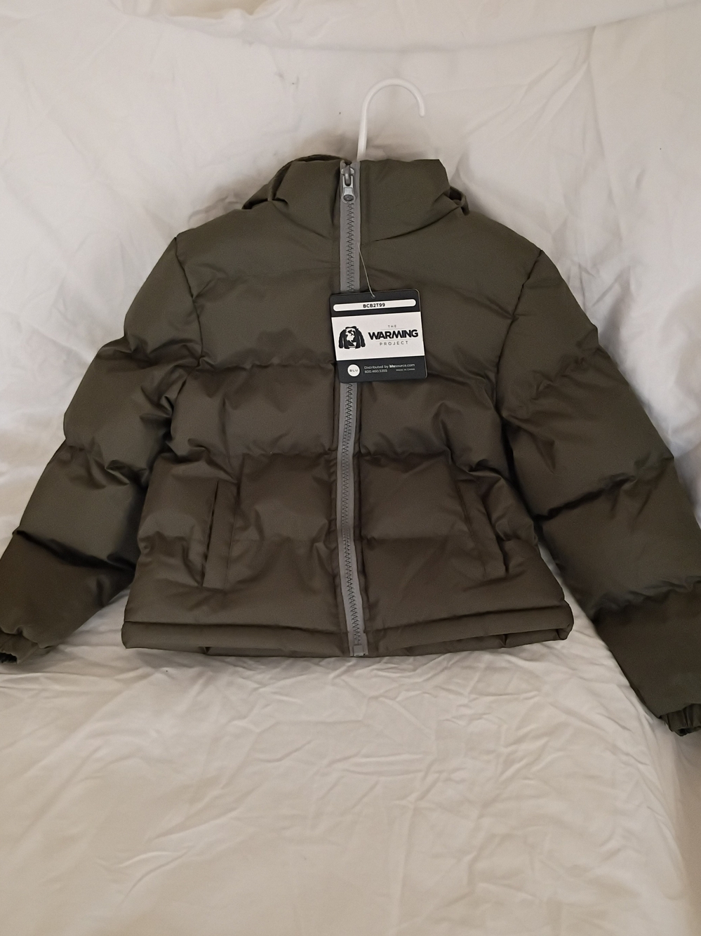 Kids' Puffer Jacket in Olive Green